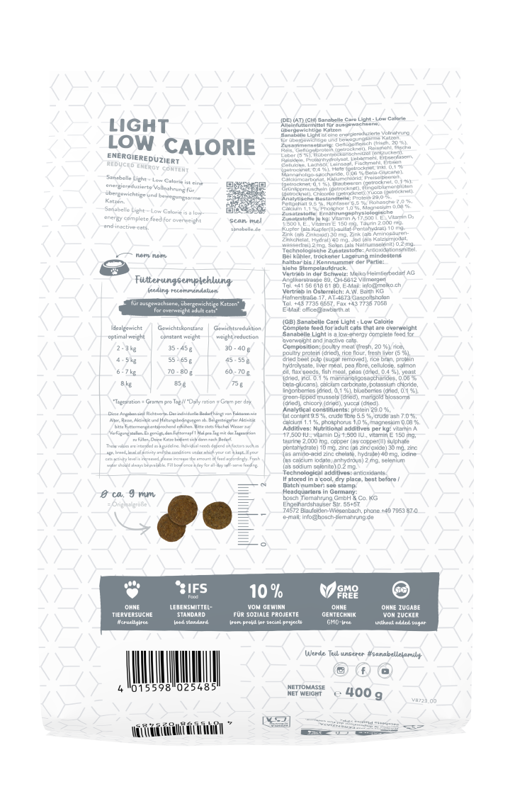 Sanabelle Katzen-Trockenfutter Light Low Calorie